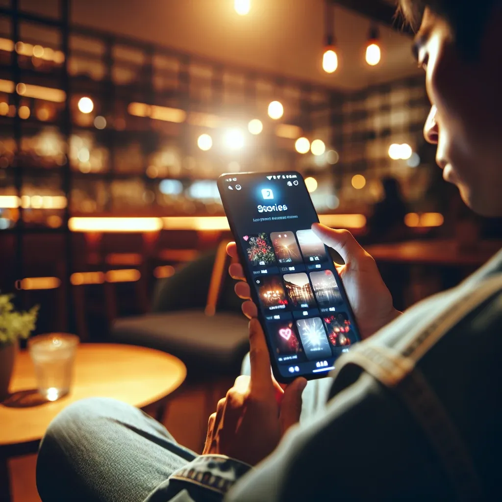 "Capture d'écran montrant l'utilisation d'un visualiseur de stories Instagram pour regarder des stories anonymement, avec des icônes Instagram et une interface utilisateur claire."
